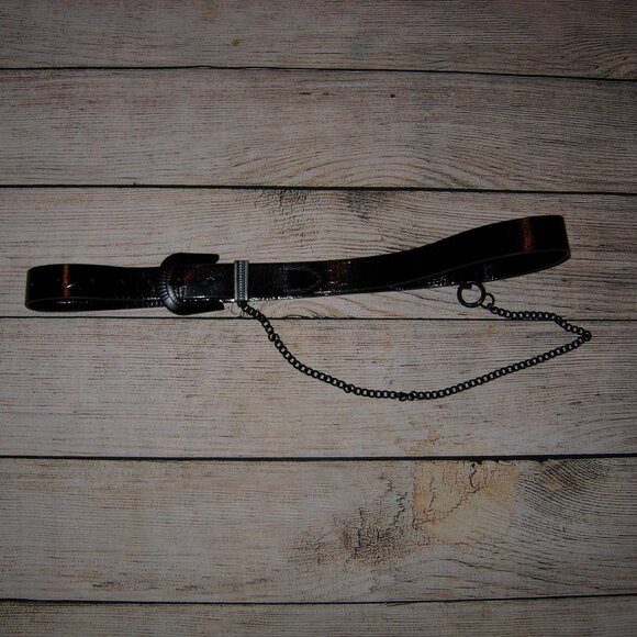 TOPSHOP Black Belt With Black Chain M/L - Picture 1 of 4